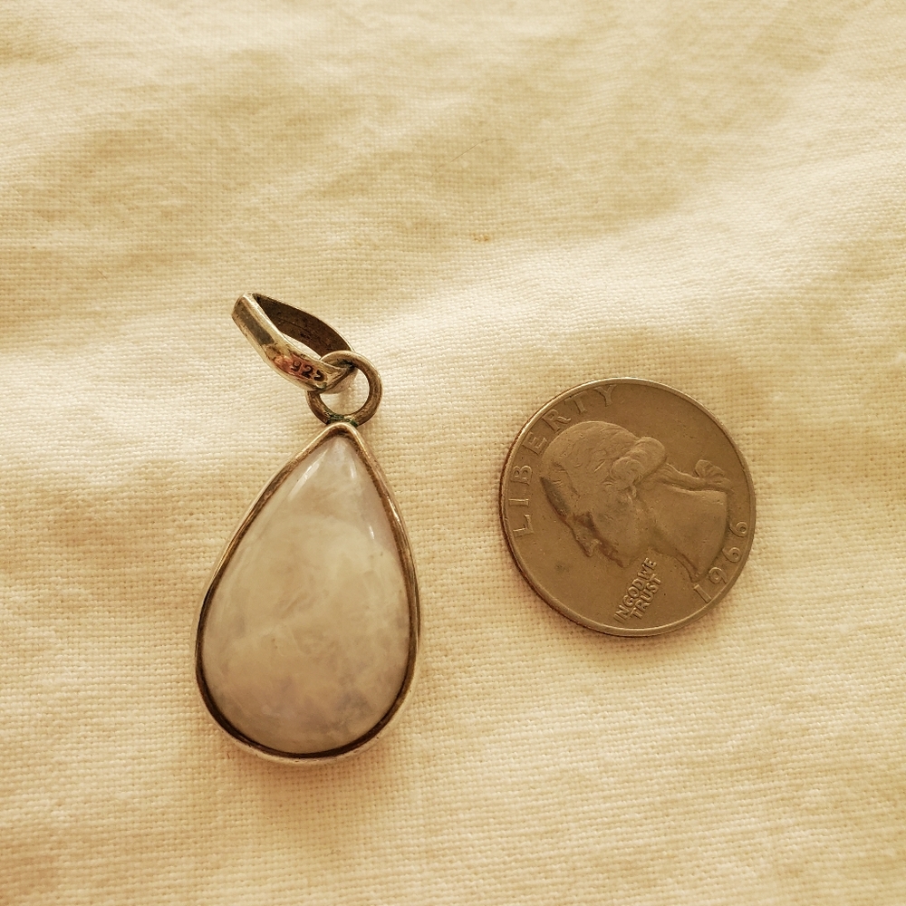 Teardrop moonstone and silver pendant